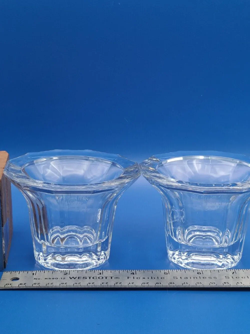 Unbranded 12 Sided Vintage Crystal Dodecagon Votive Pair 4